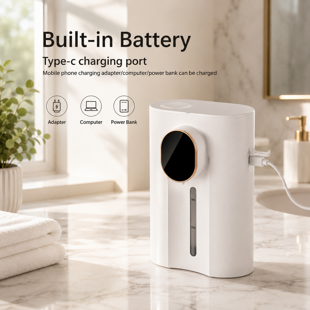Wall Mounted Smart Mouthwash Dispenser with 2 Magnetic Cups