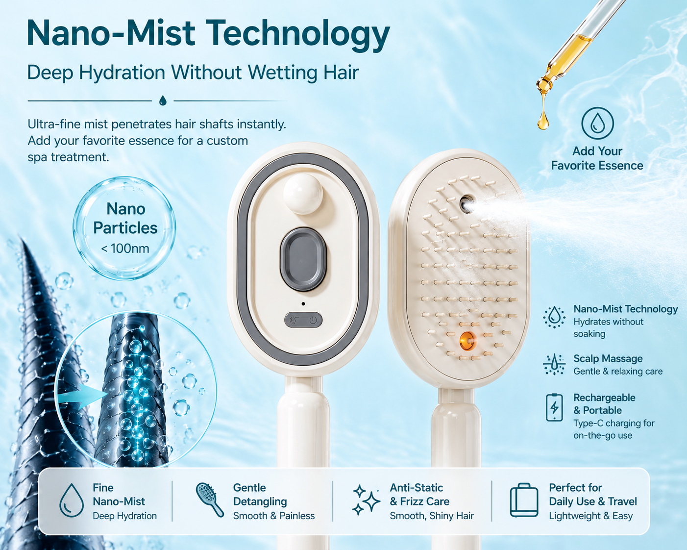 Nano-Mist Hair Brush™