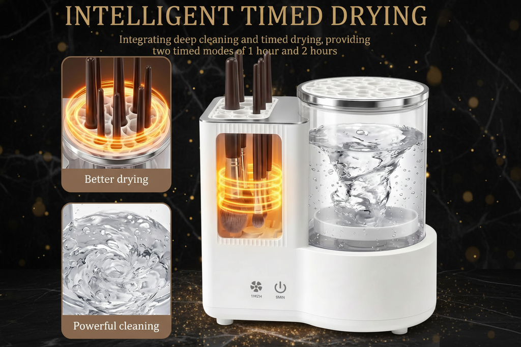 Luxe Brush Sanctuary™ – 3-in-1 Electric Makeup Brush Cleaner & Dryer