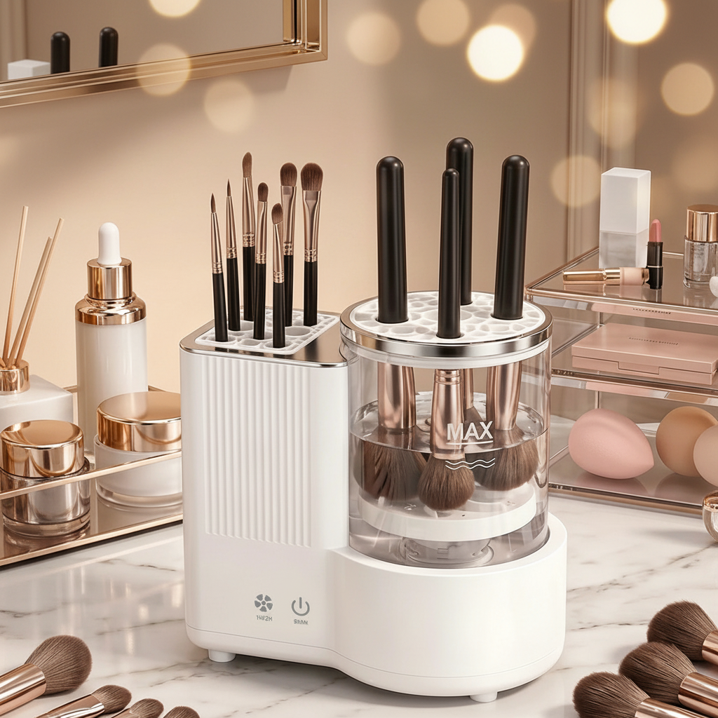 Luxe Brush Sanctuary™ – 3-in-1 Electric Makeup Brush Cleaner & Dryer