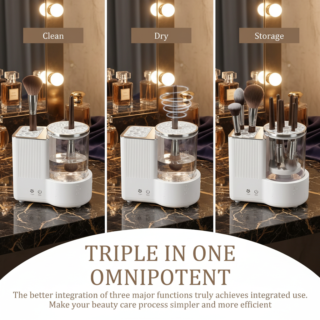Luxe Brush Sanctuary™ – 3-in-1 Electric Makeup Brush Cleaner & Dryer
