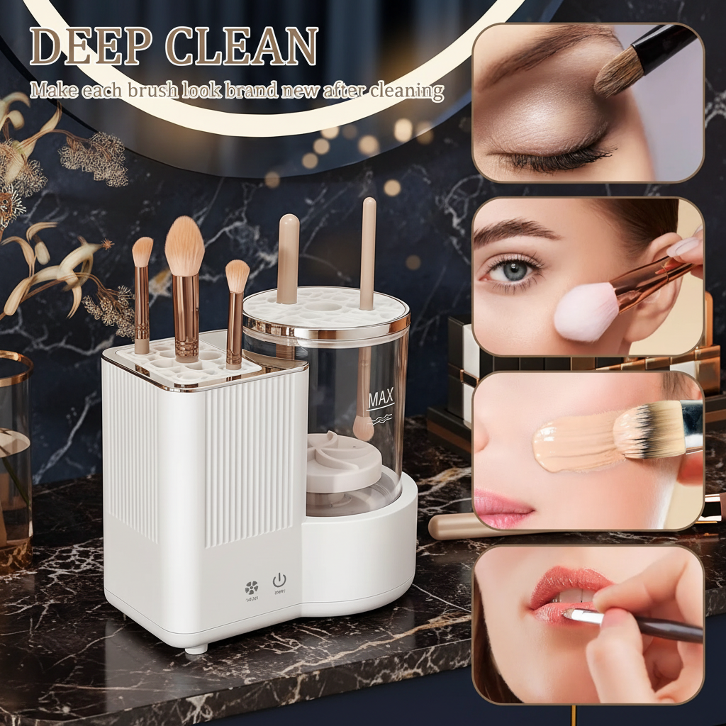 Luxe Brush Sanctuary™ – 3-in-1 Electric Makeup Brush Cleaner & Dryer